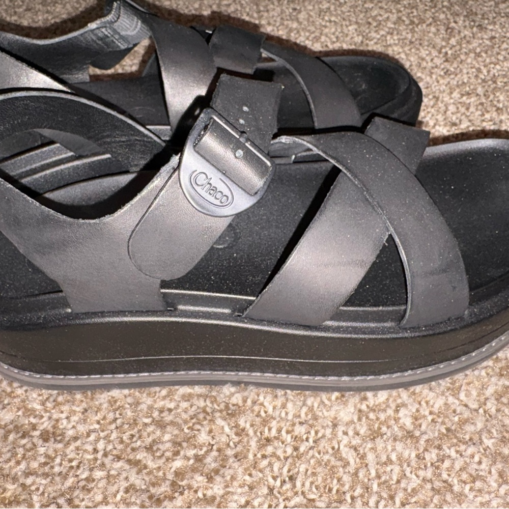 NEW Chaco Black Cross-Strap Sandals women’s size 8 - Picture 4 of 5